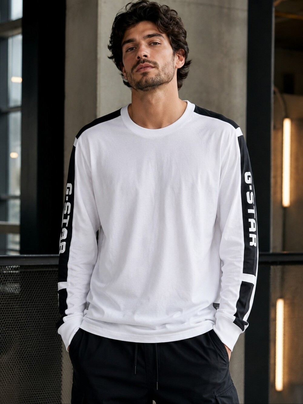 G-Star RAW White Logo Sleeve Long Sleeve T-Shirt Men’s Size L NWT
